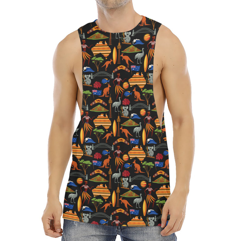 Australia Symbols Pattern Print Men's Muscle Tank Top