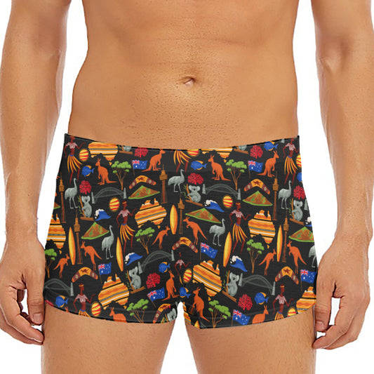 Australia Symbols Pattern Print Men's Short Boxer Briefs