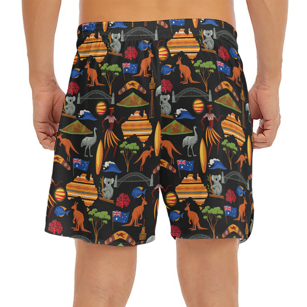 Australia Symbols Pattern Print Men's Split Running Shorts