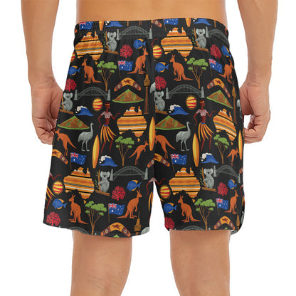 Australia Symbols Pattern Print Men's Split Running Shorts