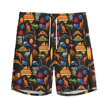 Australia Symbols Pattern Print Men's Sports Shorts