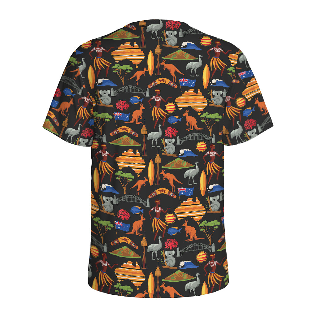 Australia Symbols Pattern Print Men's Sports T-Shirt