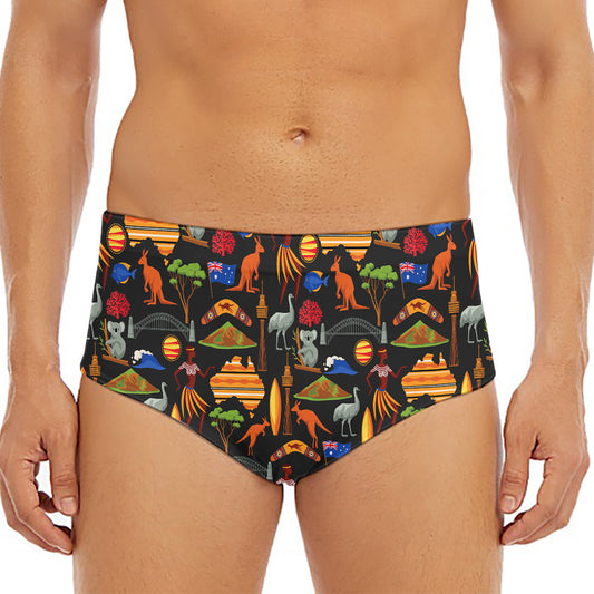 Australia Symbols Pattern Print Men's Triangle Swim Briefs