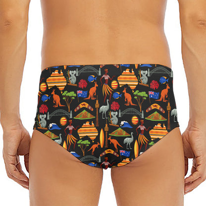 Australia Symbols Pattern Print Men's Triangle Swim Briefs