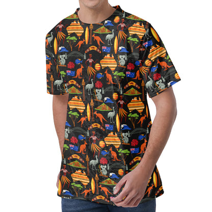 Australia Symbols Pattern Print Men's Velvet T-Shirt