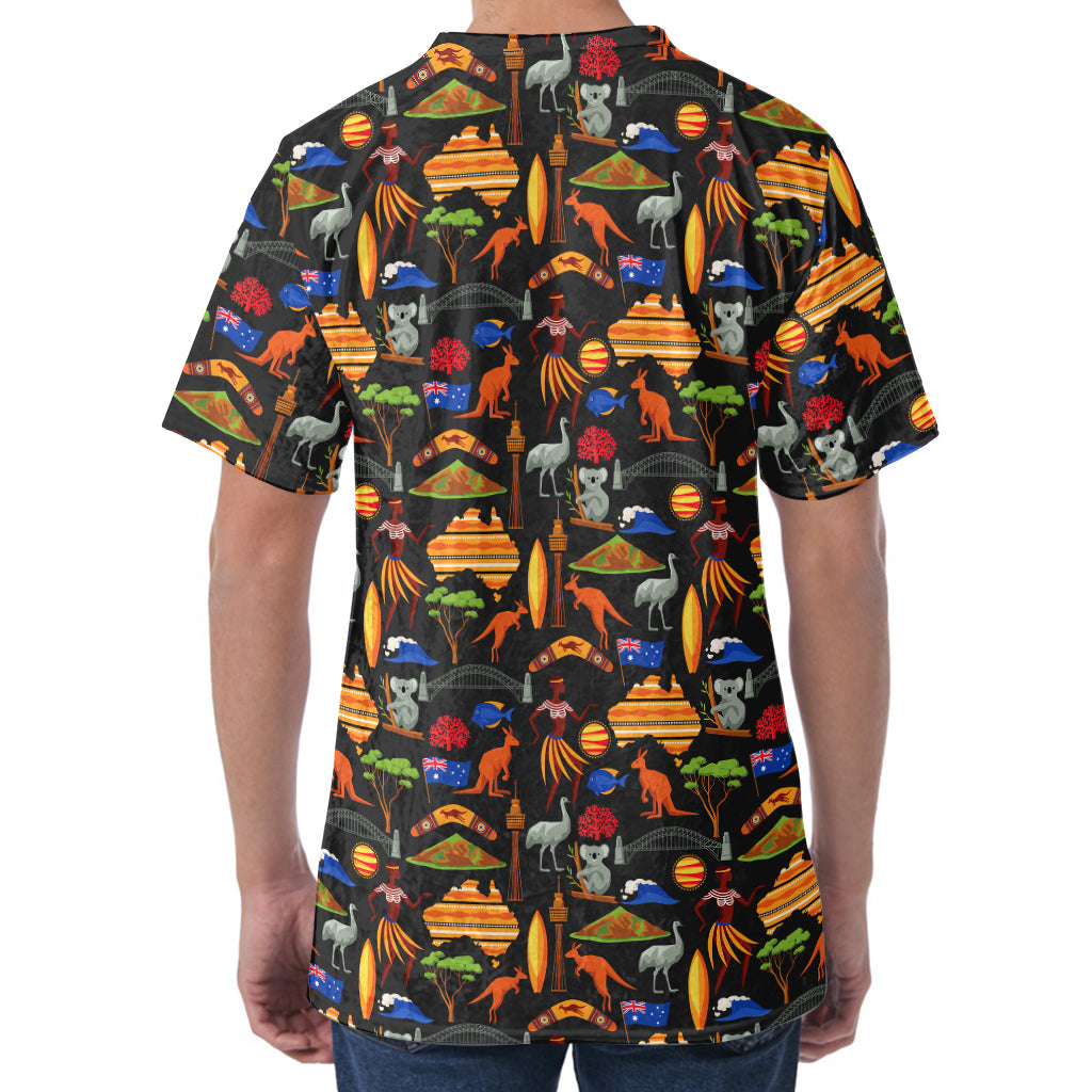 Australia Symbols Pattern Print Men's Velvet T-Shirt