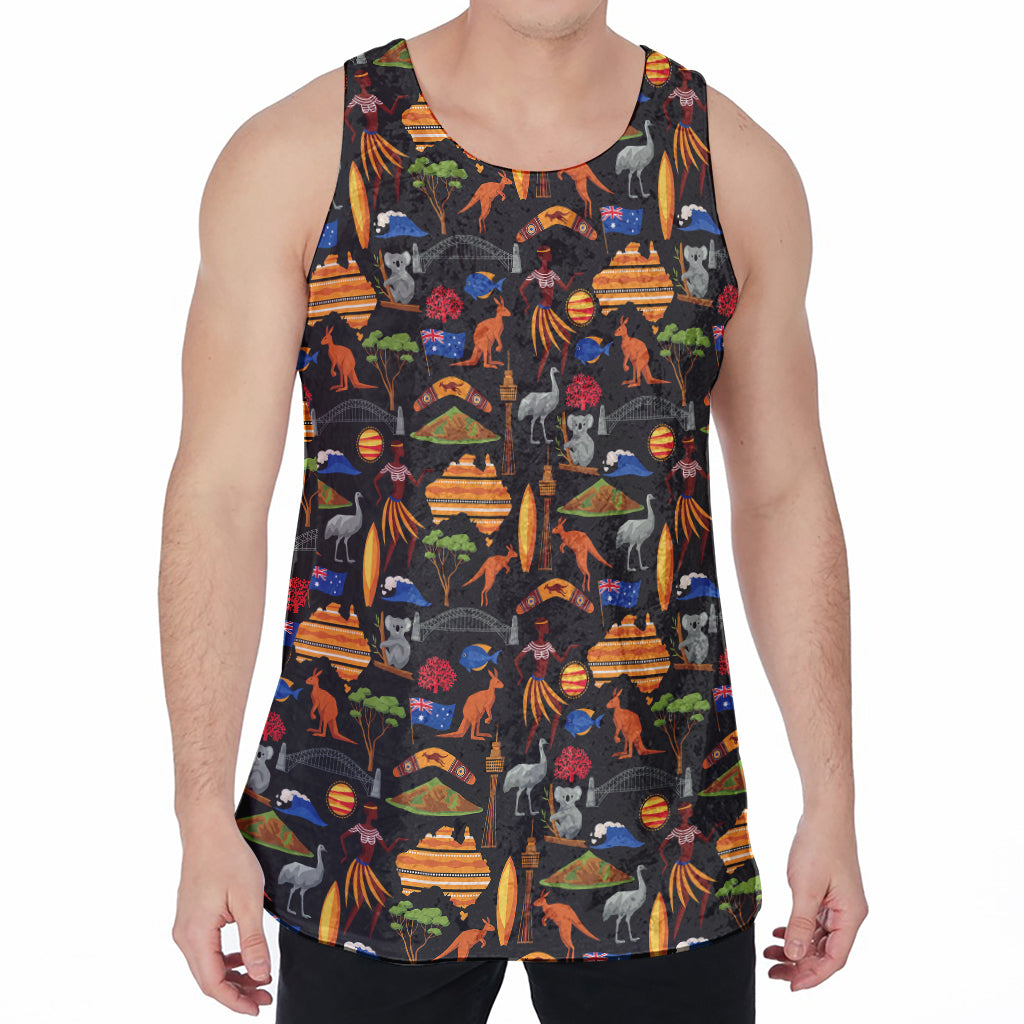 Australia Symbols Pattern Print Men's Velvet Tank Top