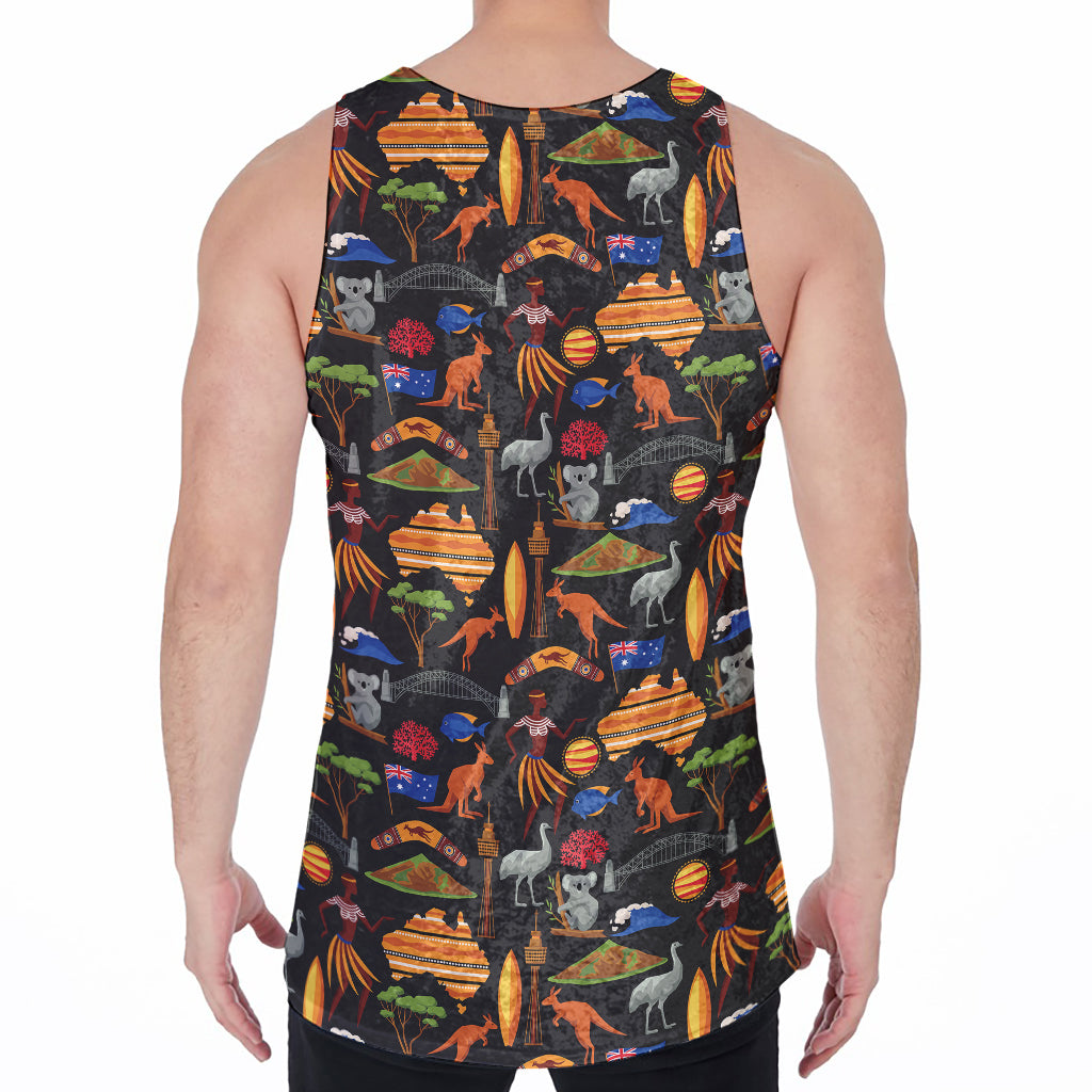 Australia Symbols Pattern Print Men's Velvet Tank Top