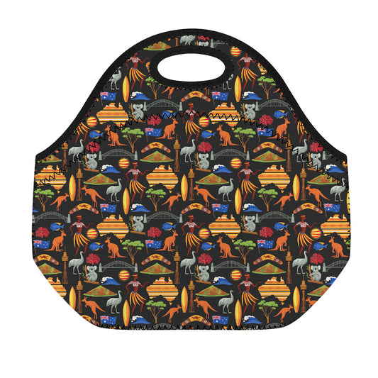 Australia Symbols Pattern Print Neoprene Lunch Bag