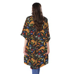 Australia Symbols Pattern Print Open Front Beach Cover Up