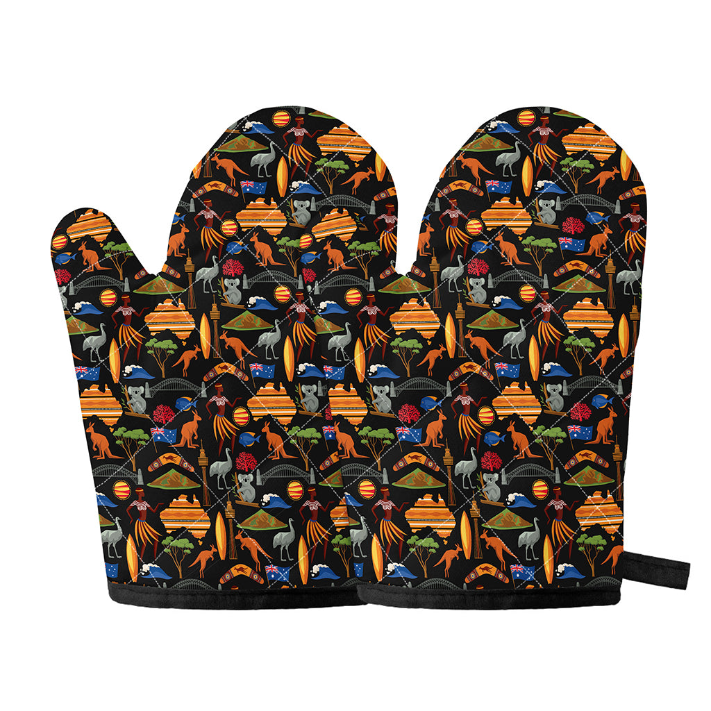 Australia Symbols Pattern Print Oven Mitts