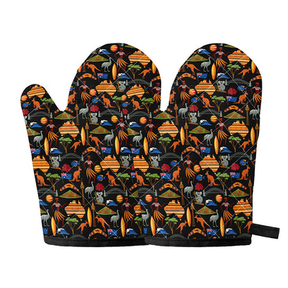 Australia Symbols Pattern Print Oven Mitts