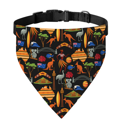 Australia Symbols Pattern Print Over The Collar Dog Bandana
