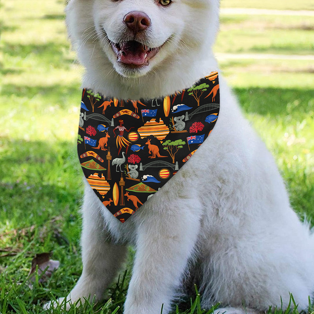 Australia Symbols Pattern Print Over The Collar Dog Bandana