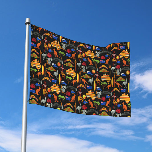 Australia Symbols Pattern Print Polyester Flag