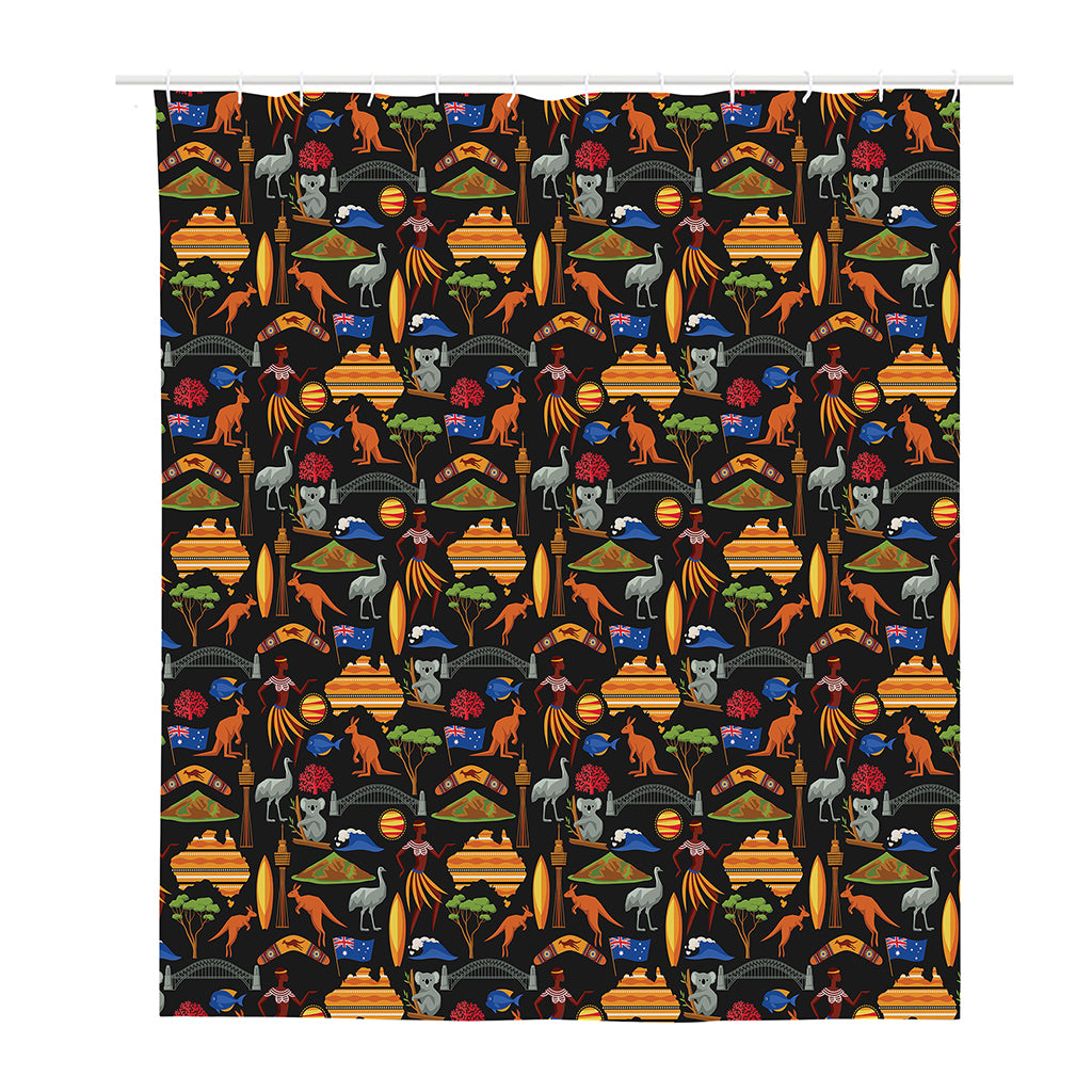 Australia Symbols Pattern Print Polyester Shower Curtain