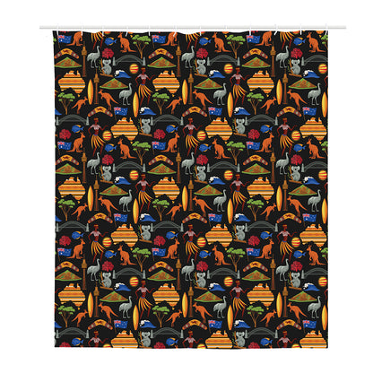 Australia Symbols Pattern Print Polyester Shower Curtain