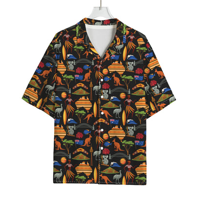 Australia Symbols Pattern Print Rayon Hawaiian Shirt