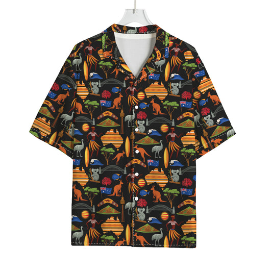 Australia Symbols Pattern Print Rayon Hawaiian Shirt