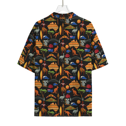Australia Symbols Pattern Print Rayon Hawaiian Shirt