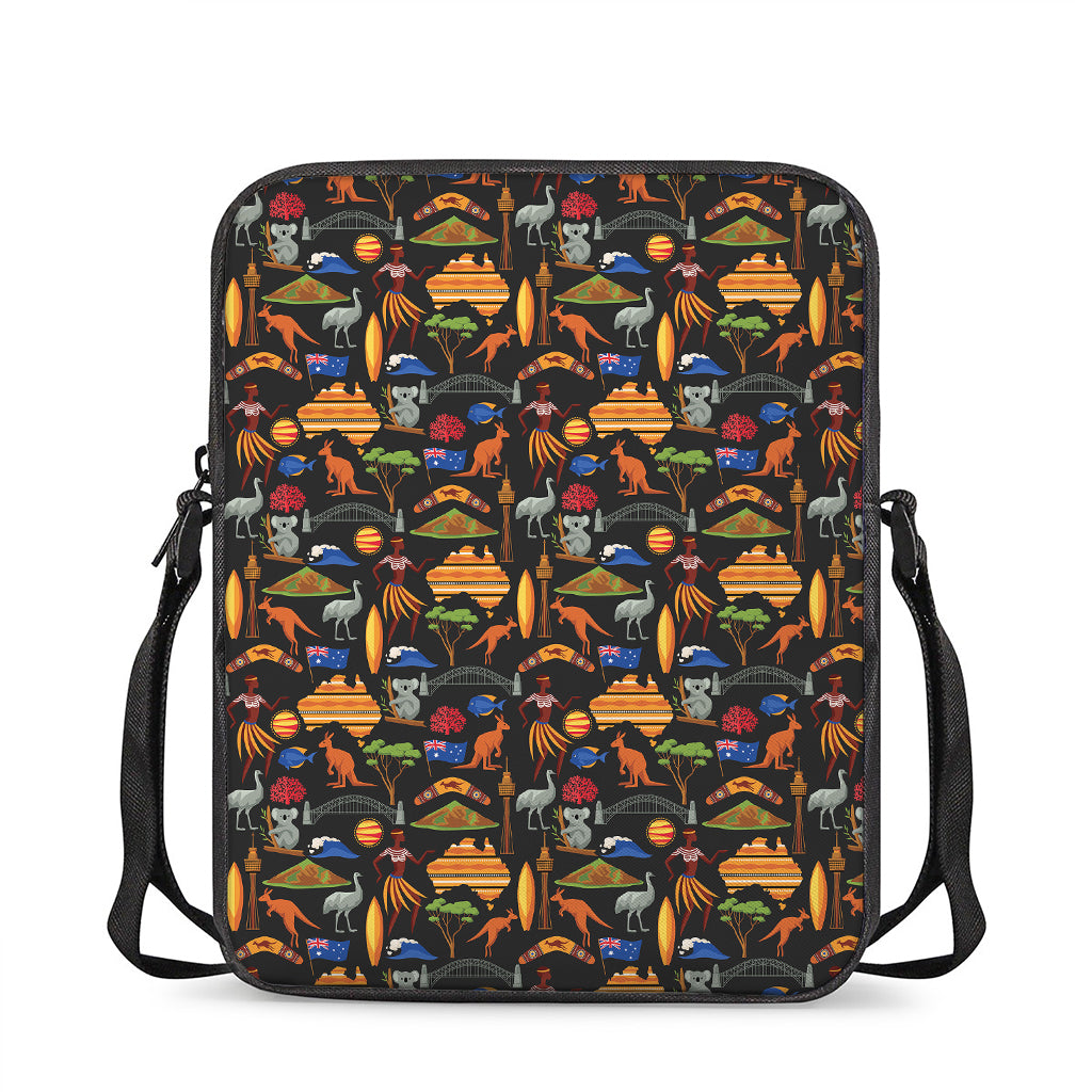 Australia Symbols Pattern Print Rectangular Crossbody Bag