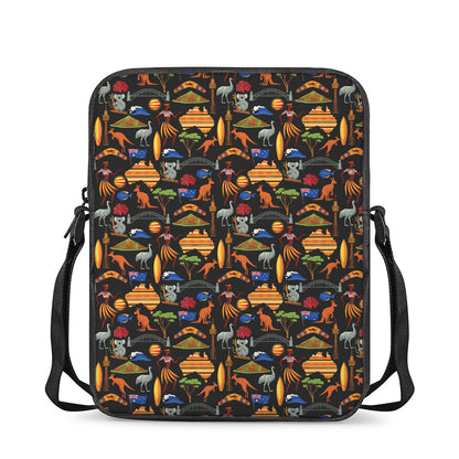 Australia Symbols Pattern Print Rectangular Crossbody Bag