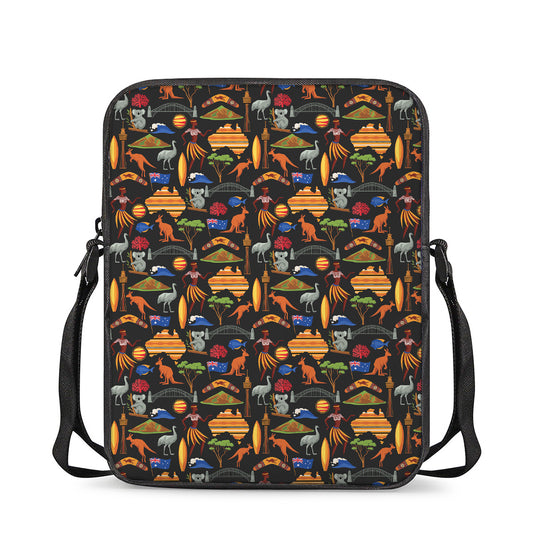 Australia Symbols Pattern Print Rectangular Crossbody Bag