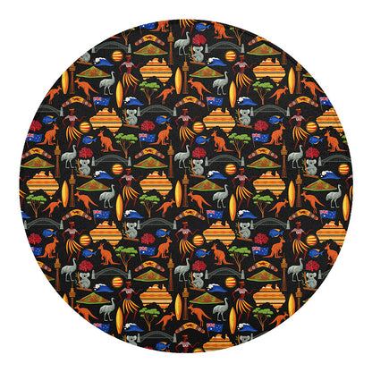 Australia Symbols Pattern Print Round Blanket