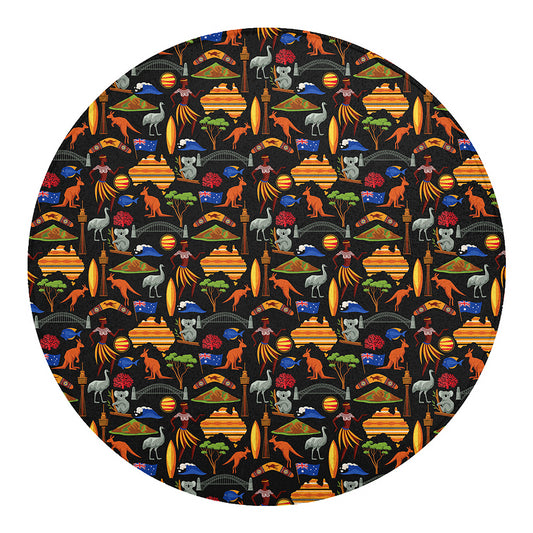 Australia Symbols Pattern Print Round Blanket