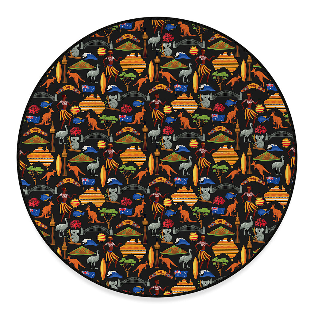 Australia Symbols Pattern Print Round Floor Mat