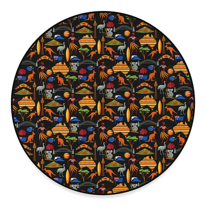 Australia Symbols Pattern Print Round Floor Mat
