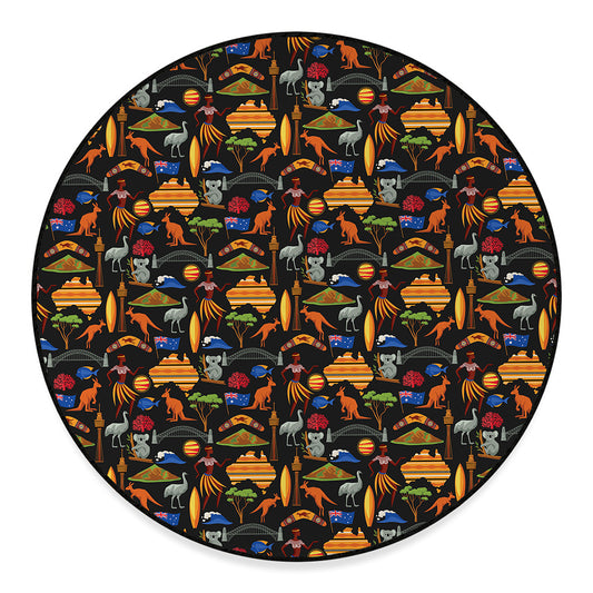Australia Symbols Pattern Print Round Floor Mat