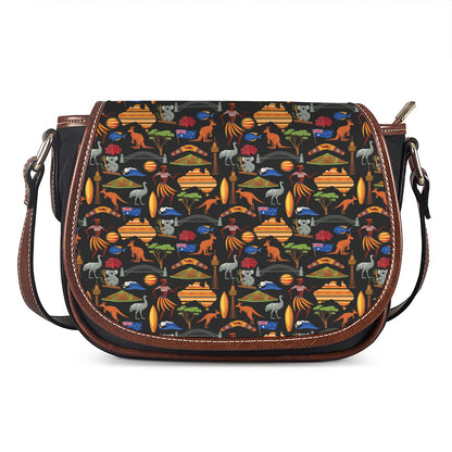 Australia Symbols Pattern Print Saddle Bag