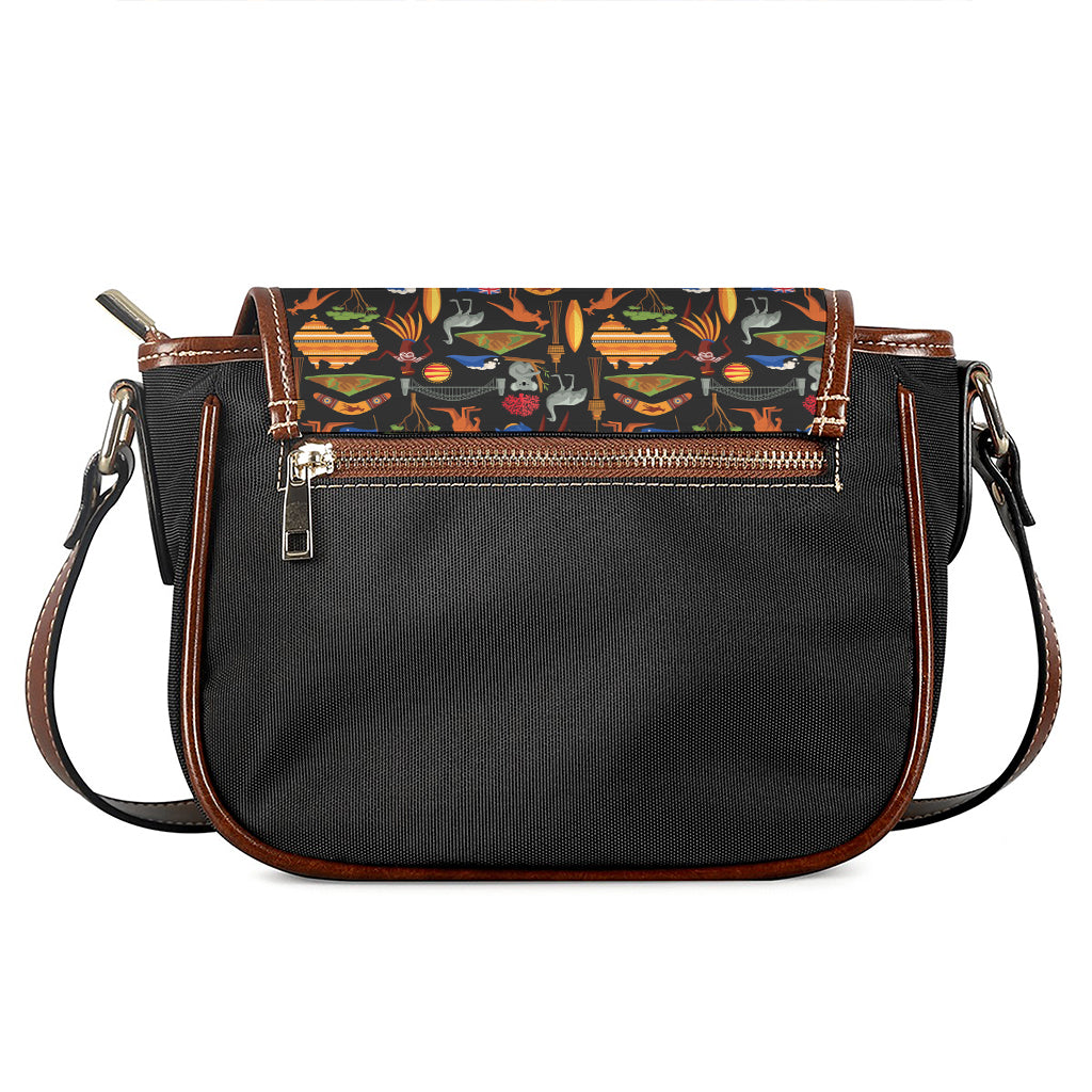 Australia Symbols Pattern Print Saddle Bag