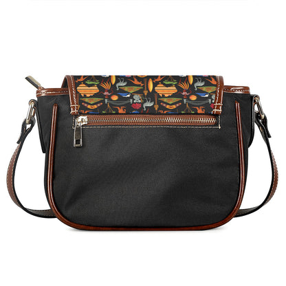 Australia Symbols Pattern Print Saddle Bag