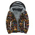Australia Symbols Pattern Print Sherpa Lined Zip Up Hoodie
