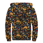 Australia Symbols Pattern Print Sherpa Lined Zip Up Hoodie
