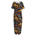 Australia Symbols Pattern Print Short Sleeve Long Nightdress