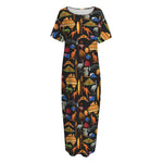 Australia Symbols Pattern Print Short Sleeve Long Nightdress
