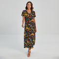 Australia Symbols Pattern Print Short Sleeve Maxi Dress