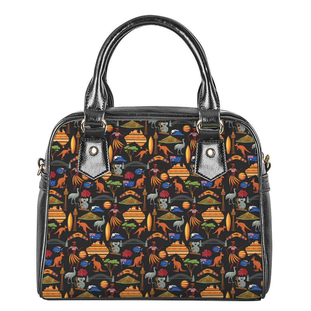 Australia Symbols Pattern Print Shoulder Handbag