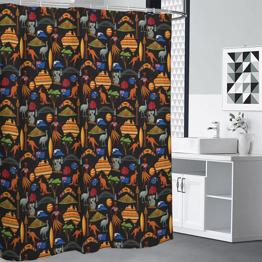 Australia Symbols Pattern Print Shower Curtain
