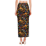 Australia Symbols Pattern Print Side Slit Maxi Skirt