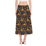 Australia Symbols Pattern Print Side Slit Midi Skirt