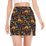 Australia Symbols Pattern Print Side Slit Mini Skirt