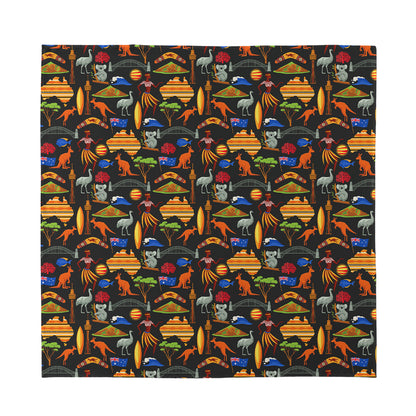 Australia Symbols Pattern Print Silk Bandana