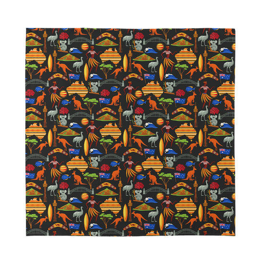 Australia Symbols Pattern Print Silk Bandana
