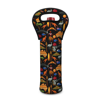 Australia Symbols Pattern Print Single Neoprene Wine Tote