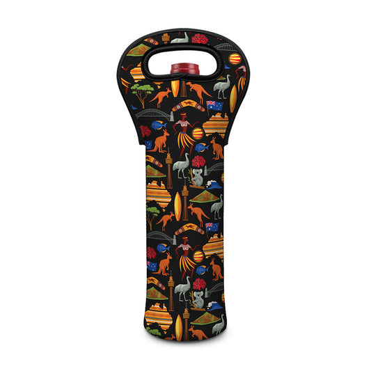 Australia Symbols Pattern Print Single Neoprene Wine Tote