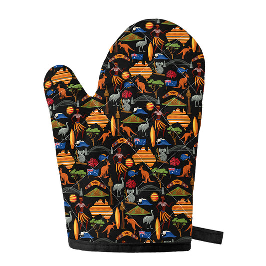 Australia Symbols Pattern Print Single Oven Mitt